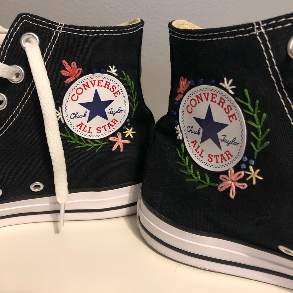 Floral Embroidered Converse